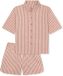 SCHIESSER geweven pyjama Dames terracotta gestreept korte mouw 82% Katoen