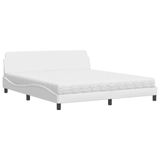 Dover Bed met matelas cuir synthétique blanc 180x200 cm
