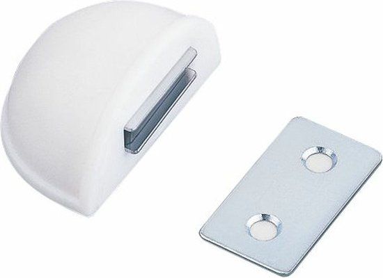 AMIG Deurstop/deurmagneet - D48mm - zelfklevend - wit - kunststof