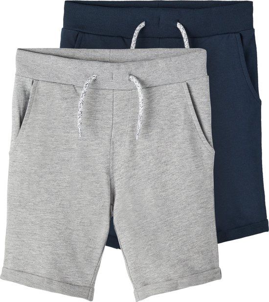 Name it Shorts 2-Pack Grey Melange Kinderen Katoen Maat 92