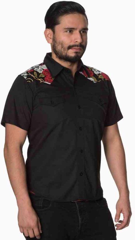 Banned Skull Rose Heren Shirt met korte mouwen - zwart - XL