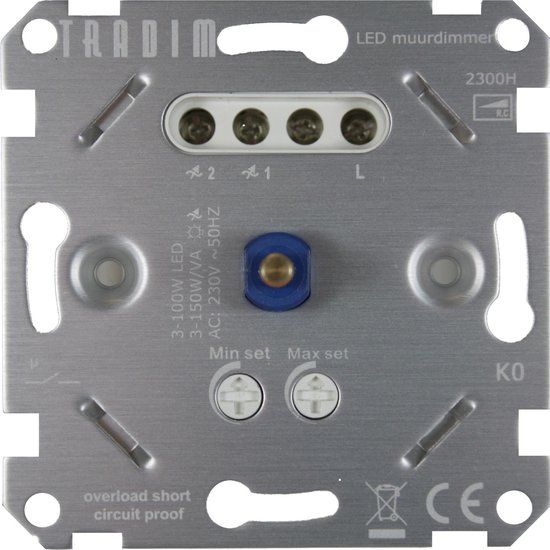 Tradim LED Dimmer Inbouw 3-150W - Fase Afsnijding - Geruisloos