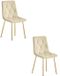 Oskar Set van 2 Eetkamerstoelen LIBRA - Lichtbeige fluweel - Gouden metalen poten