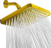 Merkloos SparkPod Douchekop - Hogedrukregen - Luxe Moderne Look - Eenvoudige Installatie Zonder Gereedschap - Perfect Verstelbare Vervanging voor Elke Badkamer Douchekoppen (20,3 cm Vierkant, Egyptisch Goud)