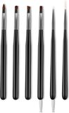Merkloos / Sans marque Nagel Art Pennen - 6-delige set - Nail Art-kwasten - linerkwasten - nail art gel polish liner penselen design pen - voor nail art tekenen - kwastenset voor nail art-ontwerpen en het trekken van lange lijnen - Zwart