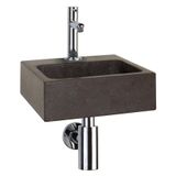Differnz Fonteinset 27.5x9x27.5cm Natuursteen 1 kraangat compleet Wit