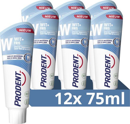 Prodent Tandpasta Wit + Fris - 12 x 75ml - Met Fluoride