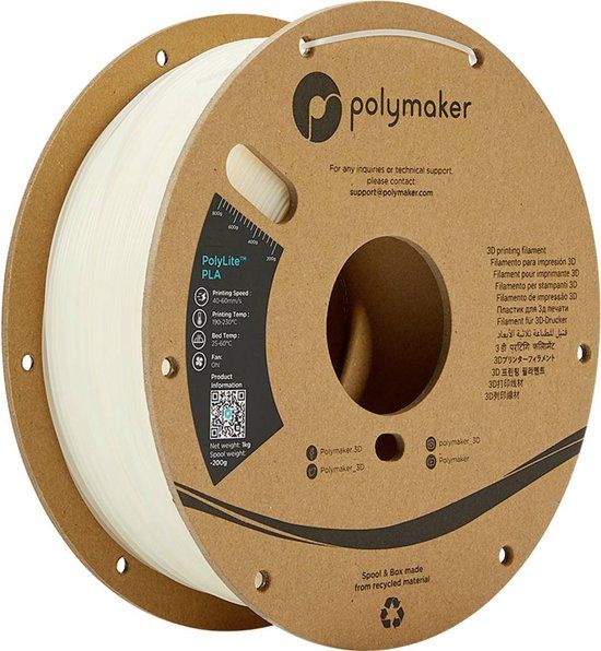 Polymaker PolyLite PLA Filament - 1.75mm - Natural - 1kg