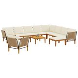 vidaXL - 12 st Massief acaciahout & touw Naturel