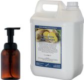 Claudius Cosmetics B.V. Zeepdispenser 300 ml amber bruin hervulbaar + 5 Liter Bodylotion Fresh Ginger navulling