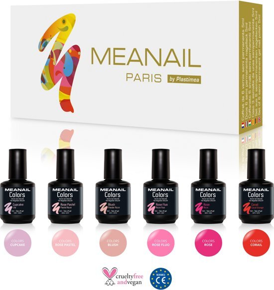 MEANAILÂ®PARIS - gel nagellak - set van 6 kleuren gellak - ROZE