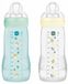 MAM Easy Active 2 Zuigflessen 2e Fase 330 ml 6 Maanden en + Zeer Snelle Doorstroom (Kleur : Parel/Watergroen)