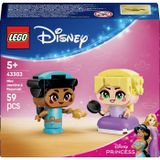 LEGO Disney Princess Jasmijn en Rapunzel miniaturen, figuren, verzamelspeelgoed met 2 mini-poppen en accessoires, waaronder een magische lamp, klein cadeau vanaf 5 jaar voor meisjes of fan 43303