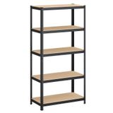JOYFURNOS Étagère à 5 niveaux, Étagère en acier pour rangement, Montage sans outils, pour garage, abri, Capacité de charge 600 kg, 50 x 100 x 200 cm, Noir