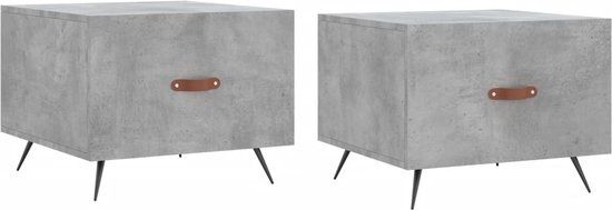 VidaXL Salontafels 2 st 50x50x40 cm bewerkt hout betongrijs