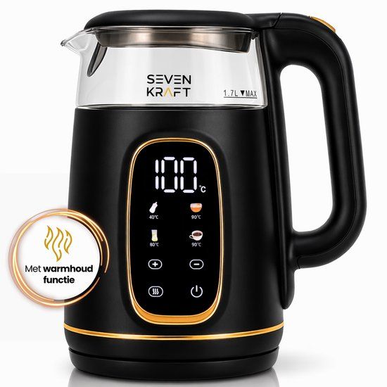 Adler Seven Kraft SK1308 Waterkoker - 1.7L - 2200W - Temperatuurregeling - LED Display - Glas