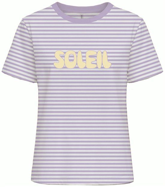 Only T-shirt Onlamira S/s Reg Stripe Tee Cs Jrs 15393602 Cloud Dancer/orchid Blo Dames Maat - M
