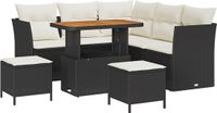 vidaXL Tuinbank Set Zwart Poly Rattan 2 Zitplaatsen