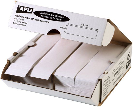 Agipa frankeeretiket, 140 x 40 mm, wit