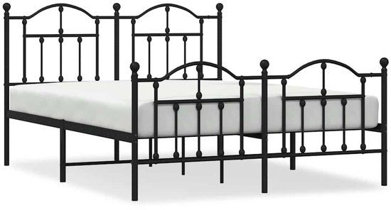 vidaXL Bedframe met hoofd- en voeteneinde Metaal Zwart 140x200 cm