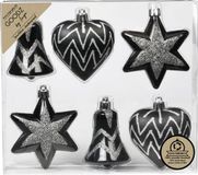 Inge-glas Inge Christmas kersthangers - 6x - figuurtjes - zwart - 9 cm - kunststof