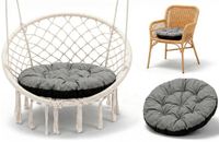 Amazinggirl Stoelkussen Rond 60 cm – Zitkussen voor Tuinstoel Rotan & Schommelstoel – zachte ronde zitting waterafstotend voor Terras Balkon Tuin Binnen en Buiten Grijs ecologisch linnen