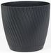 Form Plastic Plantenpot/bloempot Waves - kunststof - antraciet - D15 x H14 cm - met opvang schotel - rond