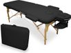 WELLCORE massagetafel, inklapbaar, van hout, kunstleer, 186 x 66 cm, in hoogte verstelbaar, afneembare kop, twee verlengarmen, gezichtsgat, zwart, tot 140 kg