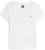 Tommy Jeans Dames TJW SLIM V-NECK TEE S/S T-shirt, wit, L