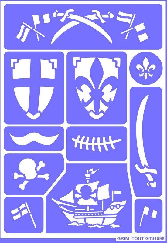 Trademark Grim' Tout Herbruikbaar schminkstencil Piraat en Ridder
