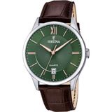 Festina F20426/8 Polshorloge Heren Bruin Leer Groen Wijzerplaat Staal 43mm 5 ATM