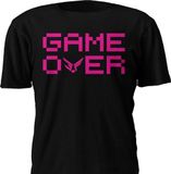 Game Force GAME OVER T-shirt Zwart Roze Unisex XXL