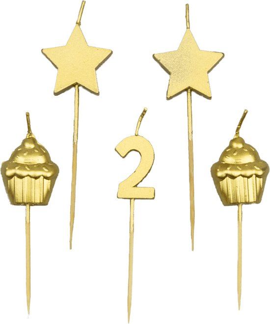 Gouden taartkaars - 2 jaar