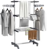 HOMCOM Wasdroogrek - Roestvrij staal - 142x55x152cm - Grijs