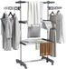 HOMCOM Wasdroogrek - Roestvrij staal - 142x55x152cm - Grijs