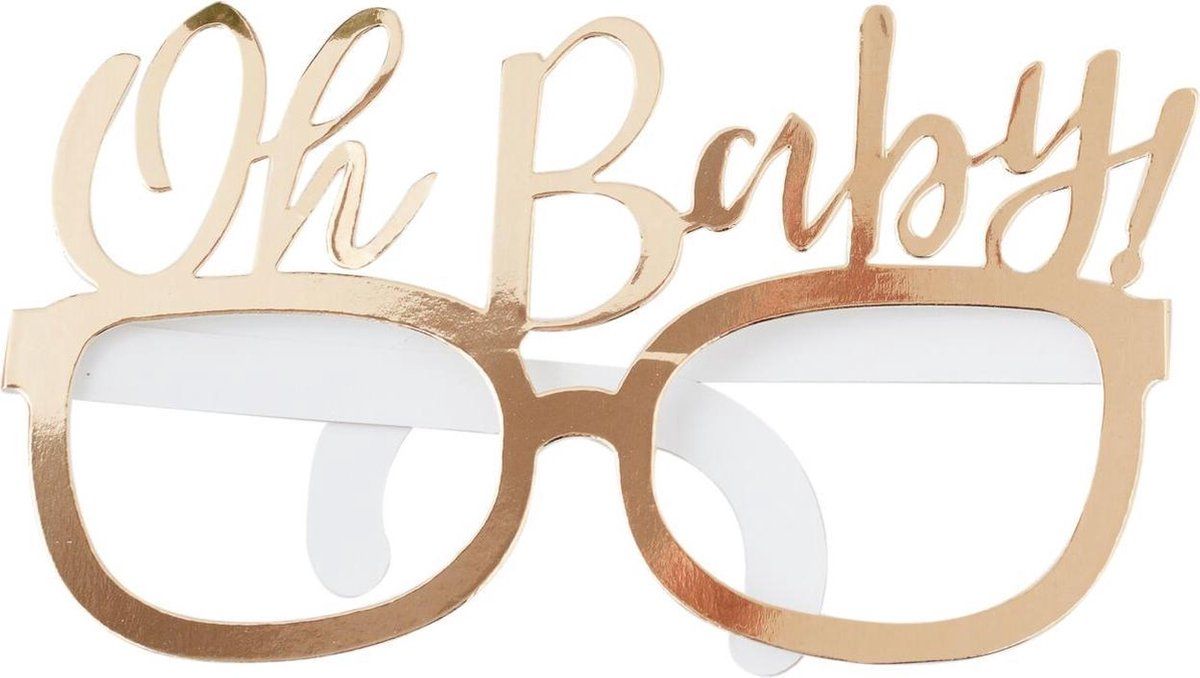 Ginger Ray Gold Foil Oh Baby Shower Party 8 Pack, Funglasses 8pk