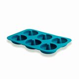Lacor - 68760 - 6 donut silicone mold, flexible and non-stick, easy to unmold, Ø 7 cm, dimensions 18 x 25.5 x 3.5 cm, blue