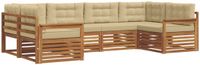 vidaXL - Hoek loungeset - 6 zitplaatsen - Massief Acacia Hout - Natuurlijk en Beige