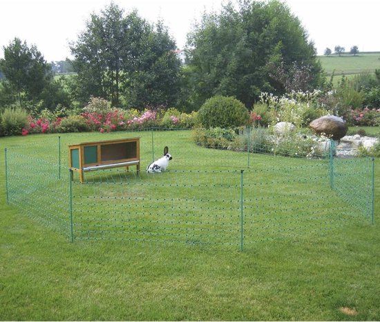 HAC Konijnenren - net - 65 cm hoog - 12 m - 9 paaltjes