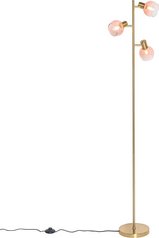 QAZQA Vidro - Art Deco Floor Lamp | Standing Lamp - 3 lights - H 150 cm - Pink - Living Room | Bedroom | Kitchen