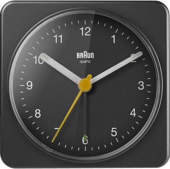 Braun BC03 - Analoge Wekker - Zwart - Vierkant