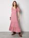 Apricot Maxi-jurk met gelaagde plooien - Viscose - Korte mouw - V-hals - Effen - Pink