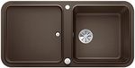 Keukenaanrecht Blanco Yova 523603 XL 6 S Silgranit keukenspoelbak PuraDur, omkeerbaar, koffiebruin/met InFino afvoergarnituur met compound snijplank en asafvoer