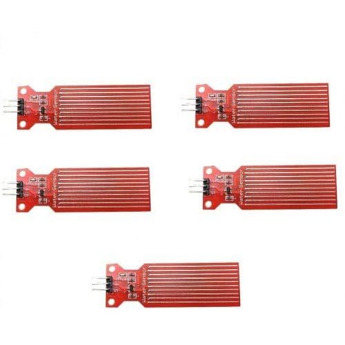 HaiMa 5 stuks waterniveau-sensor, vloeistofwaterdruppels, sensor voor dieptedetectie voor Arduino-rood, 5 stuks