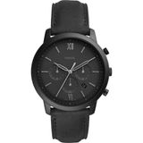 Fossil Neutra Chrono FS5503 Horloge - Leer - Zwart - Ø 44 mm