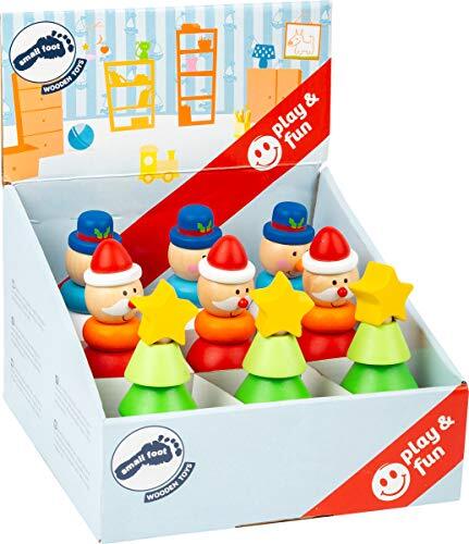 Small Foot 11466 Display stapelfiguren Kerstmis van hout, set met 9 figuren, hoogte elk 12,5 cm speelgoed, meerkleurig