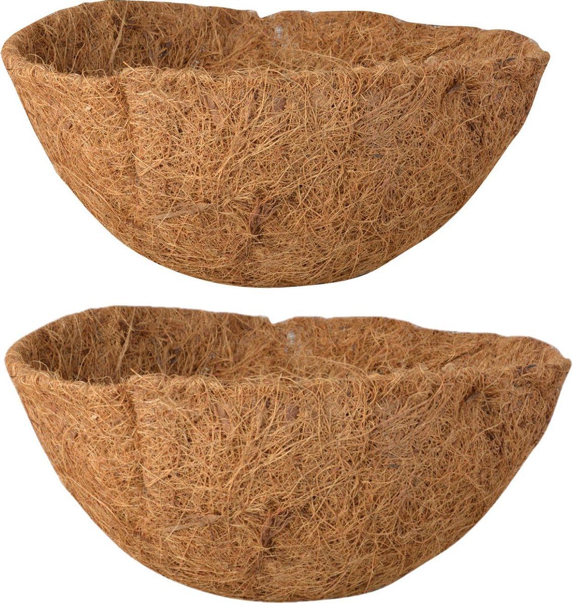 Esschert Design 2x stuks voorgevormde inlegvellen kokos voor hanging basket 25 cm - kokosinleggers / plantenbak van kokos