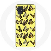 Maniacase Etui voor Samsung Galaxy A51 4G Vlinders Gele Achtergrond