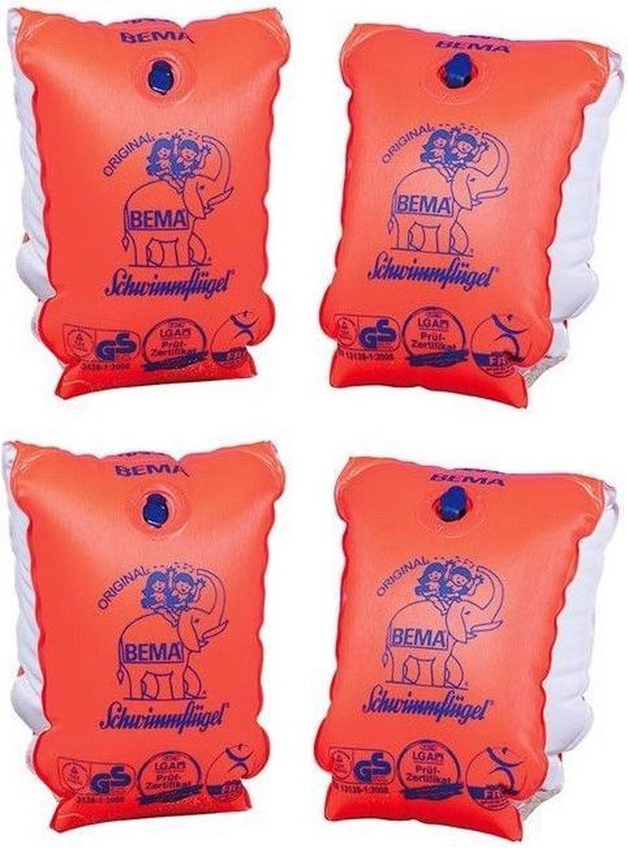 BEMA Set van 4x opblaasbare zwembandjes voor kinderen - 1-6 jaar/tot 30 kg - Oranje
