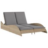 VidaXL Lounge Stoel - Ligbed - Ligbed met kussens 114x205x73 cm poly rattan beige